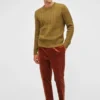 Jersey de cuello redondo con trenzado de merino Jersey de cuello redondo con trenzado de merino