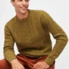Jersey de cuello redondo con trenzado de merino Jersey de cuello redondo con trenzado de merino