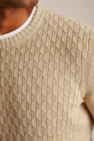Jersey de cuello redondo con trenzado suave