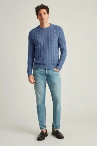 Jersey de cuello redondo de algodón con trenzado