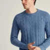 Jersey de cuello redondo de algodón con trenzado