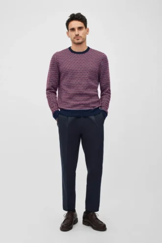 Jersey de cuello redondo de jacquard de merino