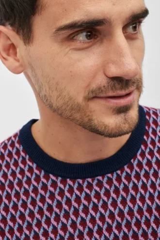 Jersey de cuello redondo de jacquard de merino