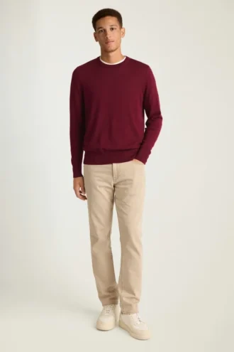 Jersey de cuello redondo de merino lavable