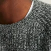 Jersey de cuello redondo de pescador jaspeado
