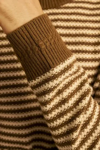 Jersey de cuello redondo de peso medio con rayas