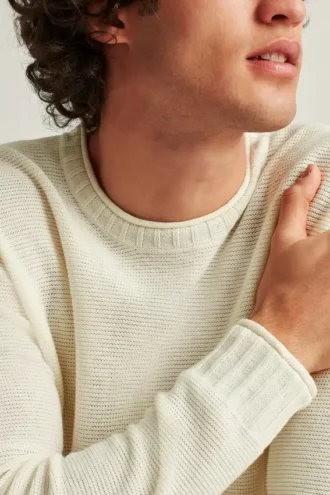 Jersey de cuello vuelto de algodón y lino
