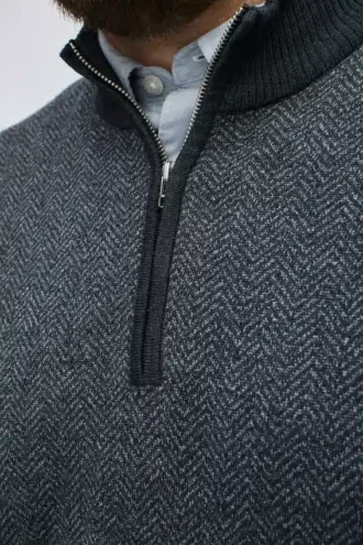 Jersey de merino con media cremallera Tallas grandes Jersey de merino con media cremallera Tallas grandes