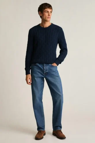 Jersey de punto trenzado de algodón de Bonobos | Estilo invernal fabricado en Italia