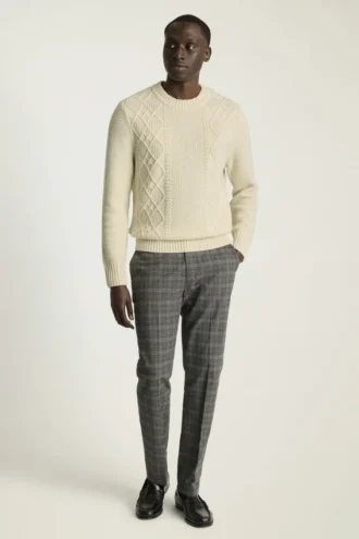 Jersey de punto trenzado de merino extrafino | Jersey de punto trenzado de suave lana merino
