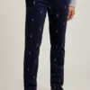 Pantalón de pana elástica bordada Pantalón de pana elástica bordada