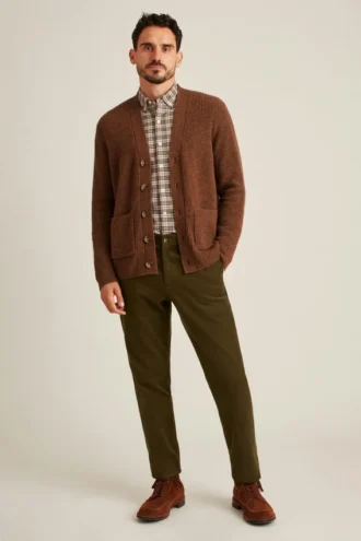 Pantalón de traje de algodón italiano con acabado de ante