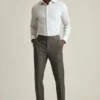 Pantalón de traje de lana cepillada elástica italiana