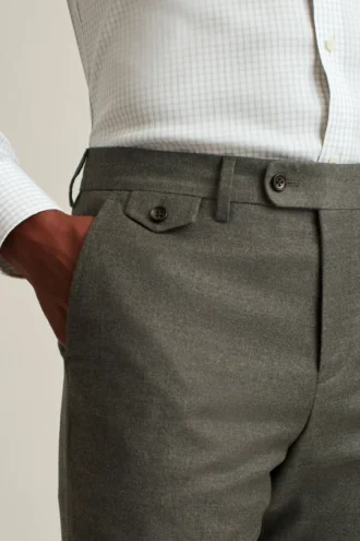 Pantalón de traje de lana cepillada elástica italiana