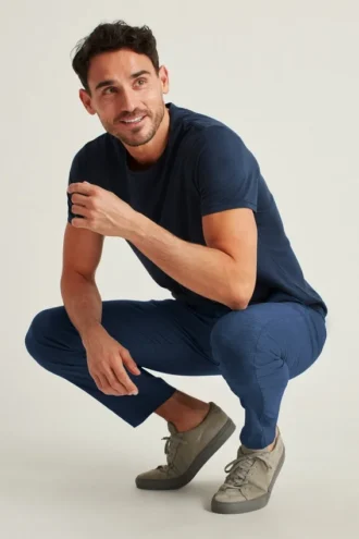 Pantalones chinos con tecnología de teñido en hilo