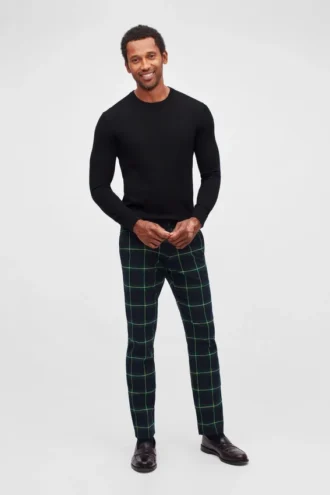 Pantalones chinos elásticos de tartán navideño