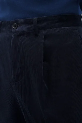 Pantalones de pana elástica con pliegues