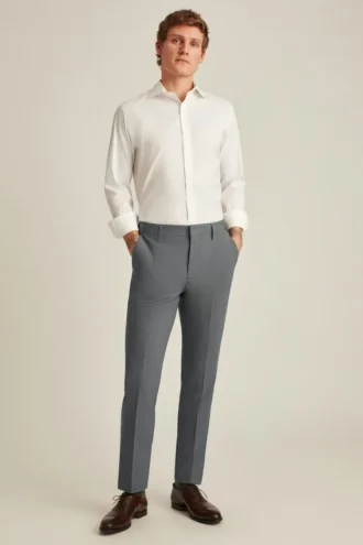 Pantalones de vestir de lana elástica para hombre