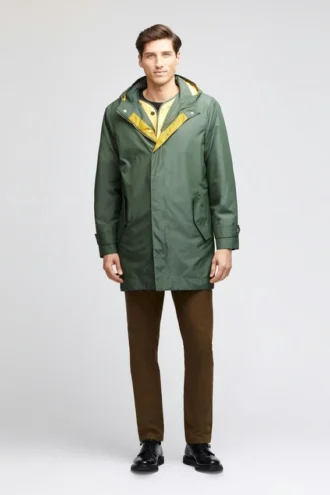Parka impermeable de corte en cola de pez para hombre