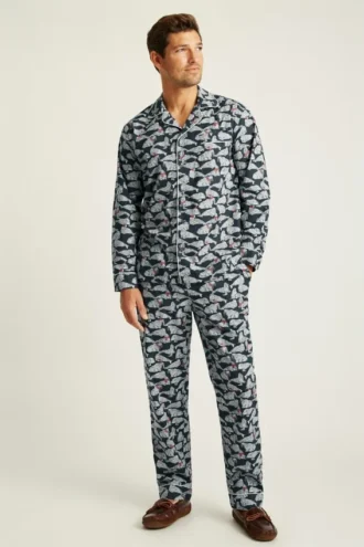 Pijama de algodón elástico con estampado de animales