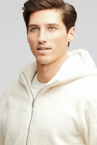 Sudadera con capucha y media cremallera de sherpa para hombre